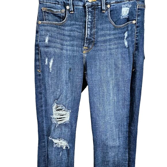 Good American Distressed Dark Wash Skinny Jeans - Picture 6 of 11